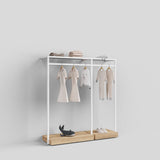 Clothing Rail Ontario, W165, White, With Pedestals