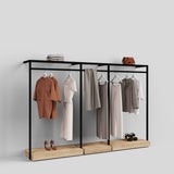 Clothing Rail Ontario, W265, Black, With Pedestals