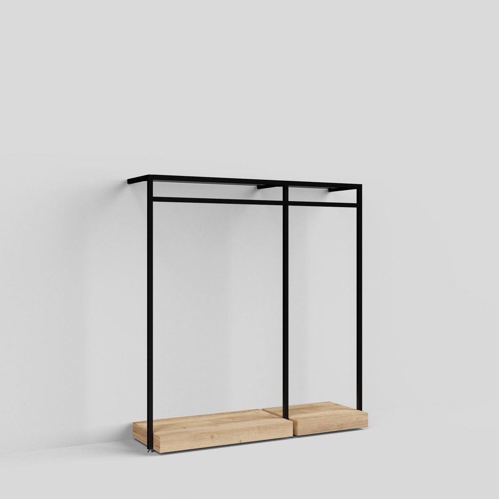 Clothing Rail Ontario, W165, Black, With Pedestals