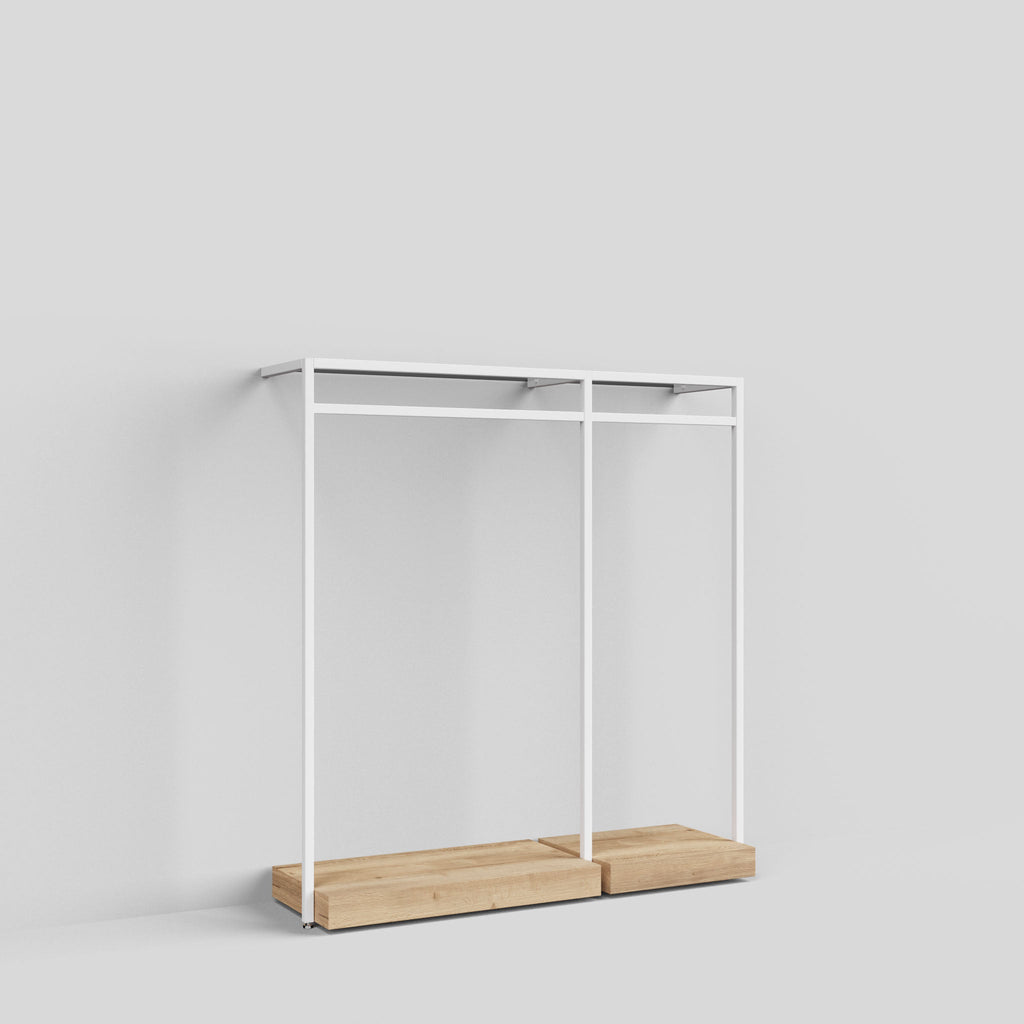 Clothing Rail Ontario, W165, White, With Pedestals