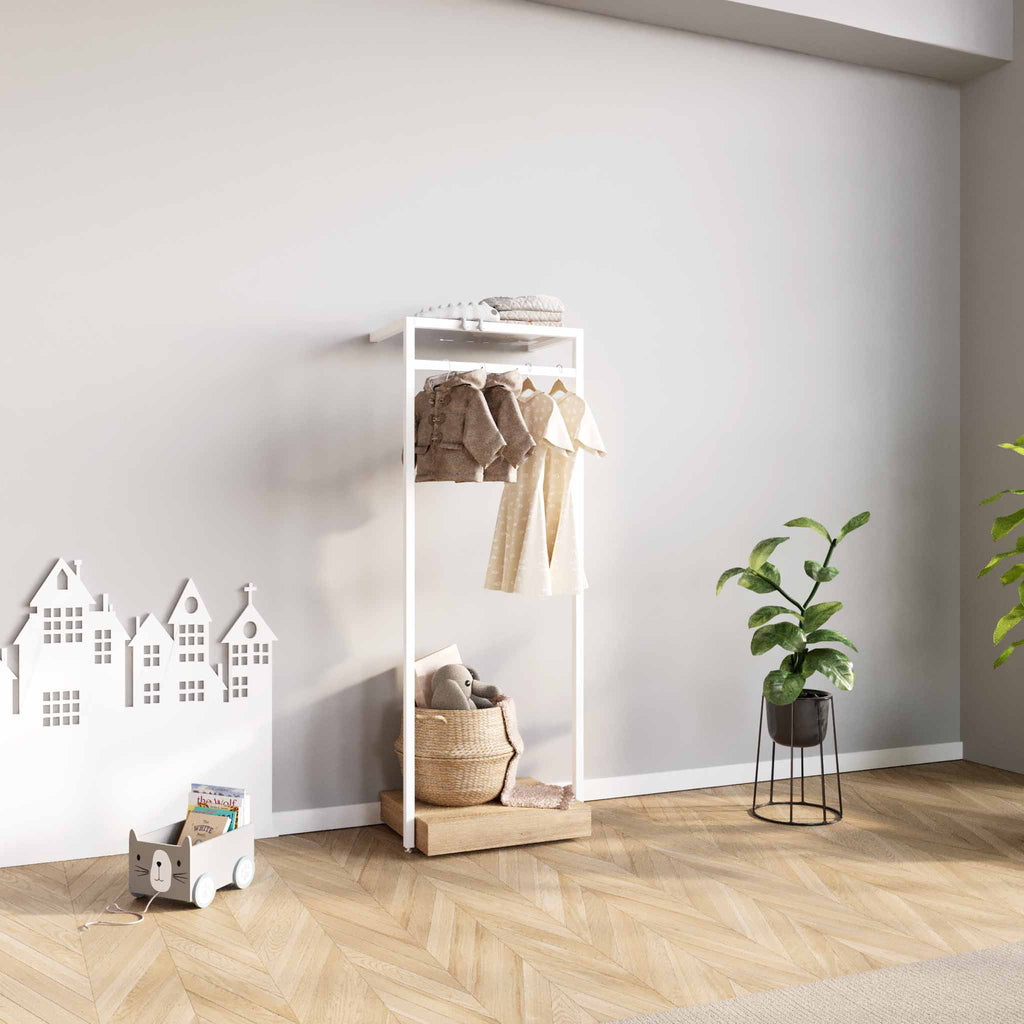 Clothing Rail Ontario, W65, White, With Pedestal