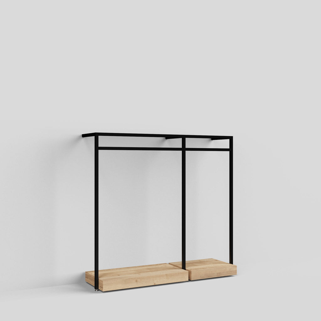 Clothing Rail Ontario, W165, Black, With Pedestals