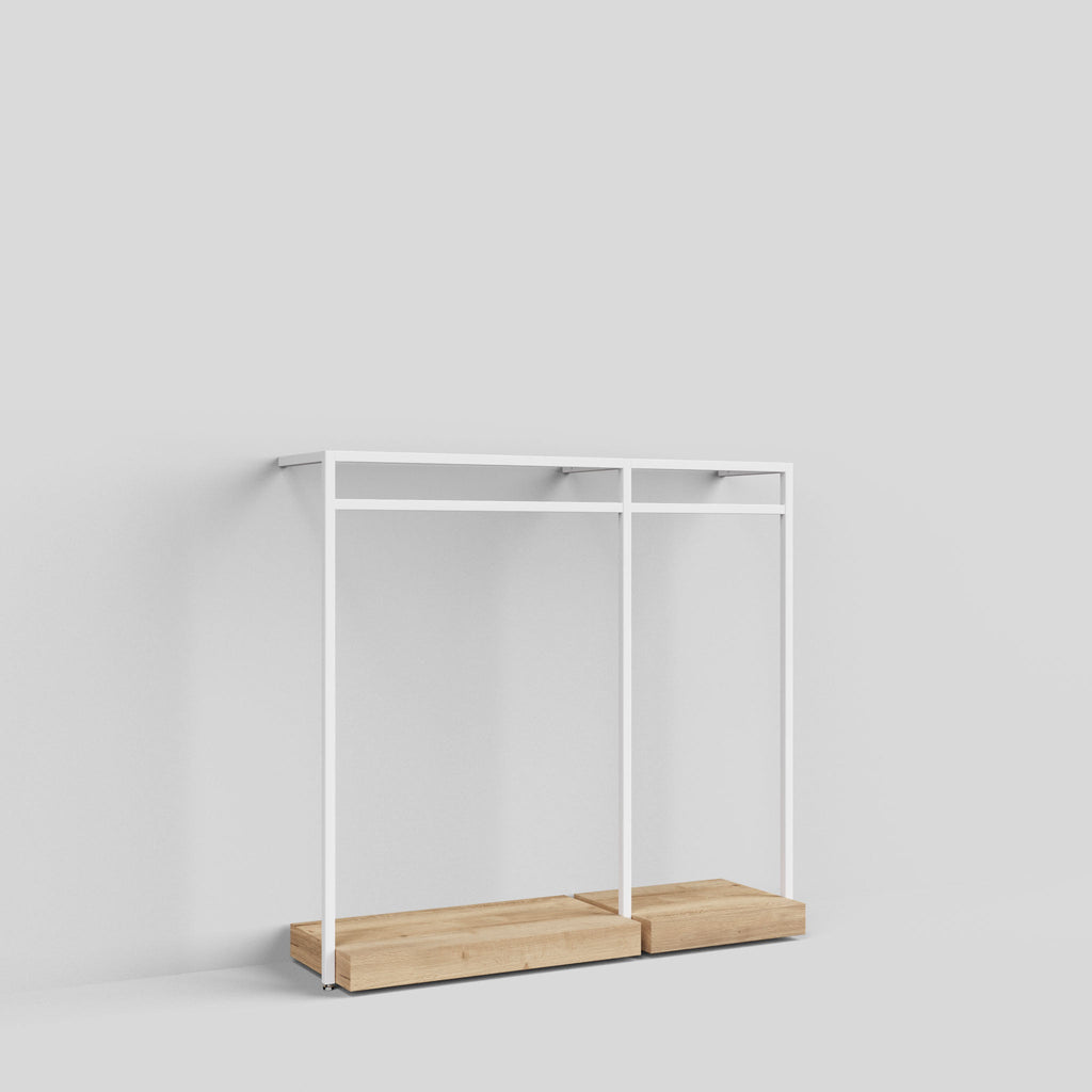 Clothing Rail Ontario, W165, White, With Pedestals