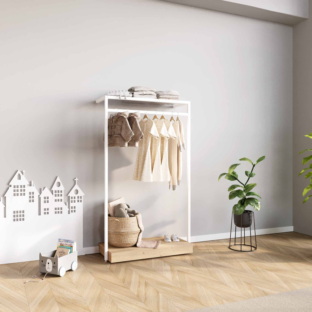 Clothing Rail Ontario, W103, White, With Pedestal