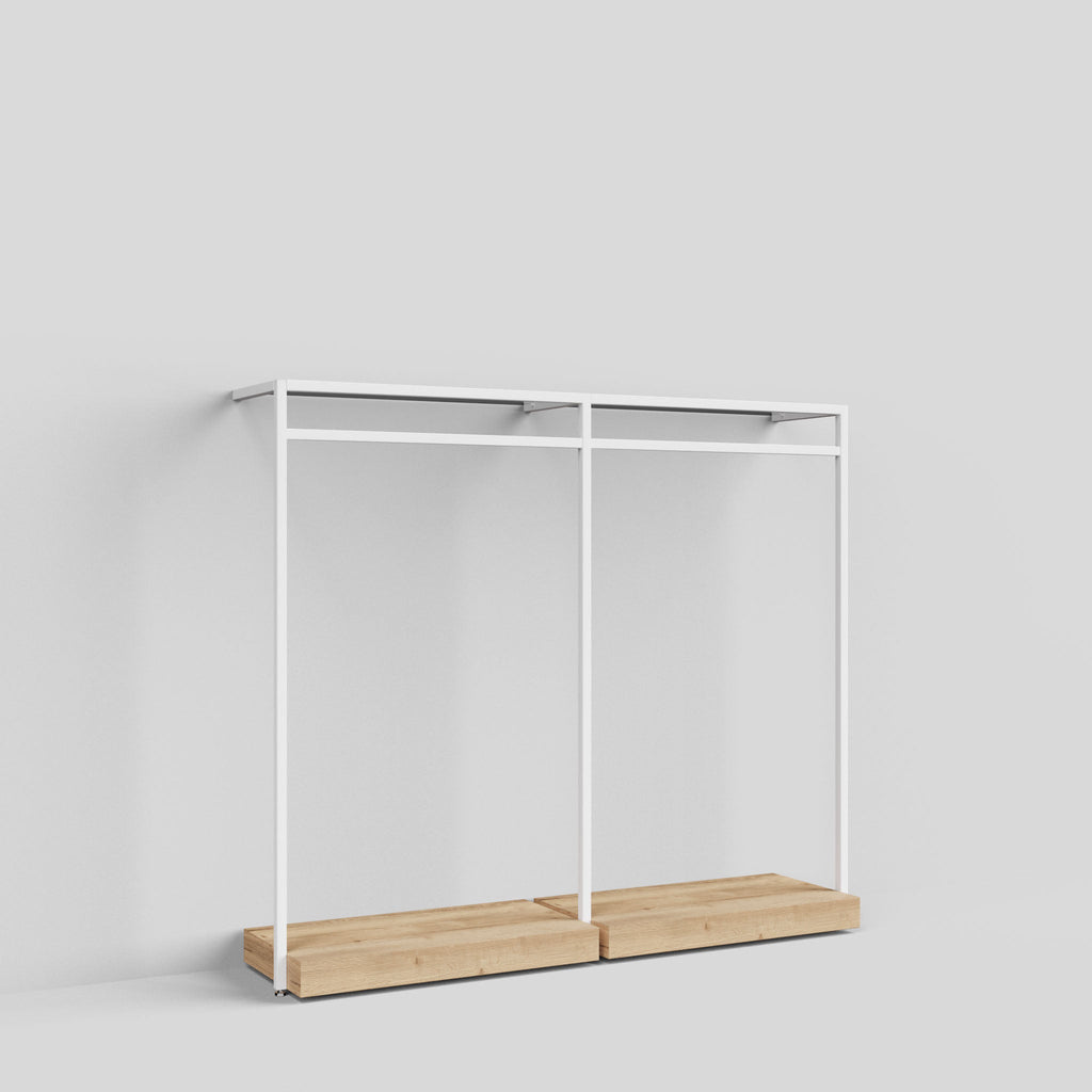 Clothing Rail Ontario, W203, White, With Pedestals