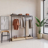 Clothing Rail Ontario, W165, Black, With Pedestals