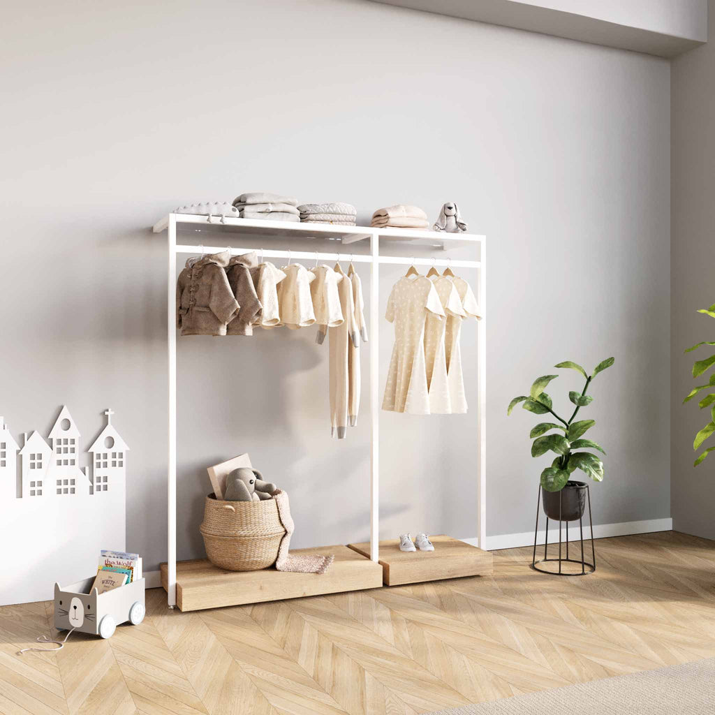 Clothing Rail Ontario, W165, White, With Pedestals