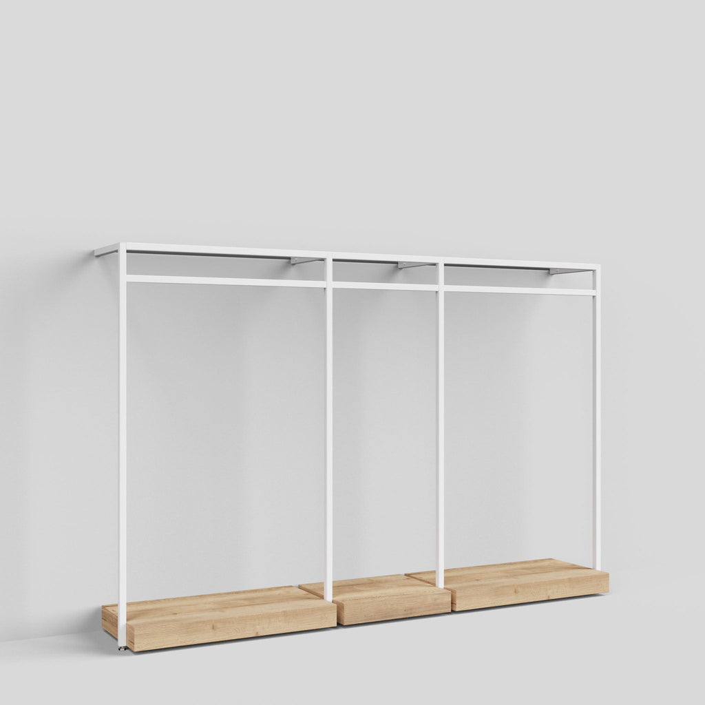 Clothing Rail Ontario, W265, White, With Pedestals