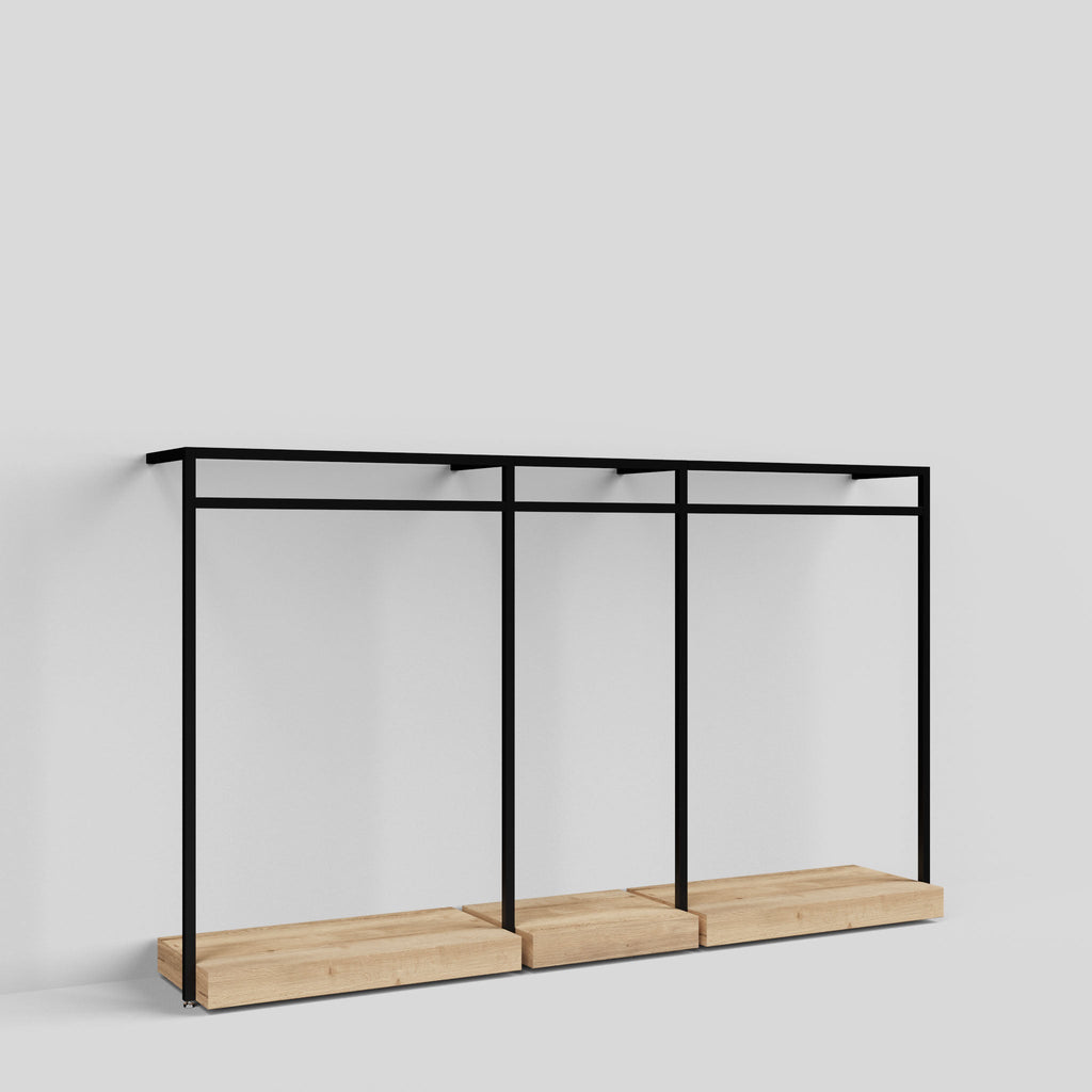 Clothing Rail Ontario, W265, Black, With Pedestals