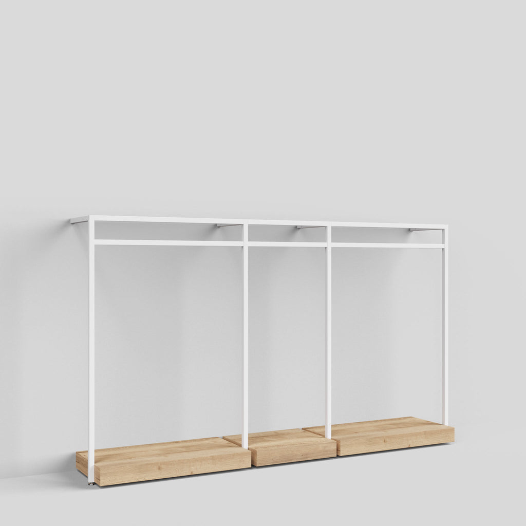 Clothing Rail Ontario, W265, White, With Pedestals