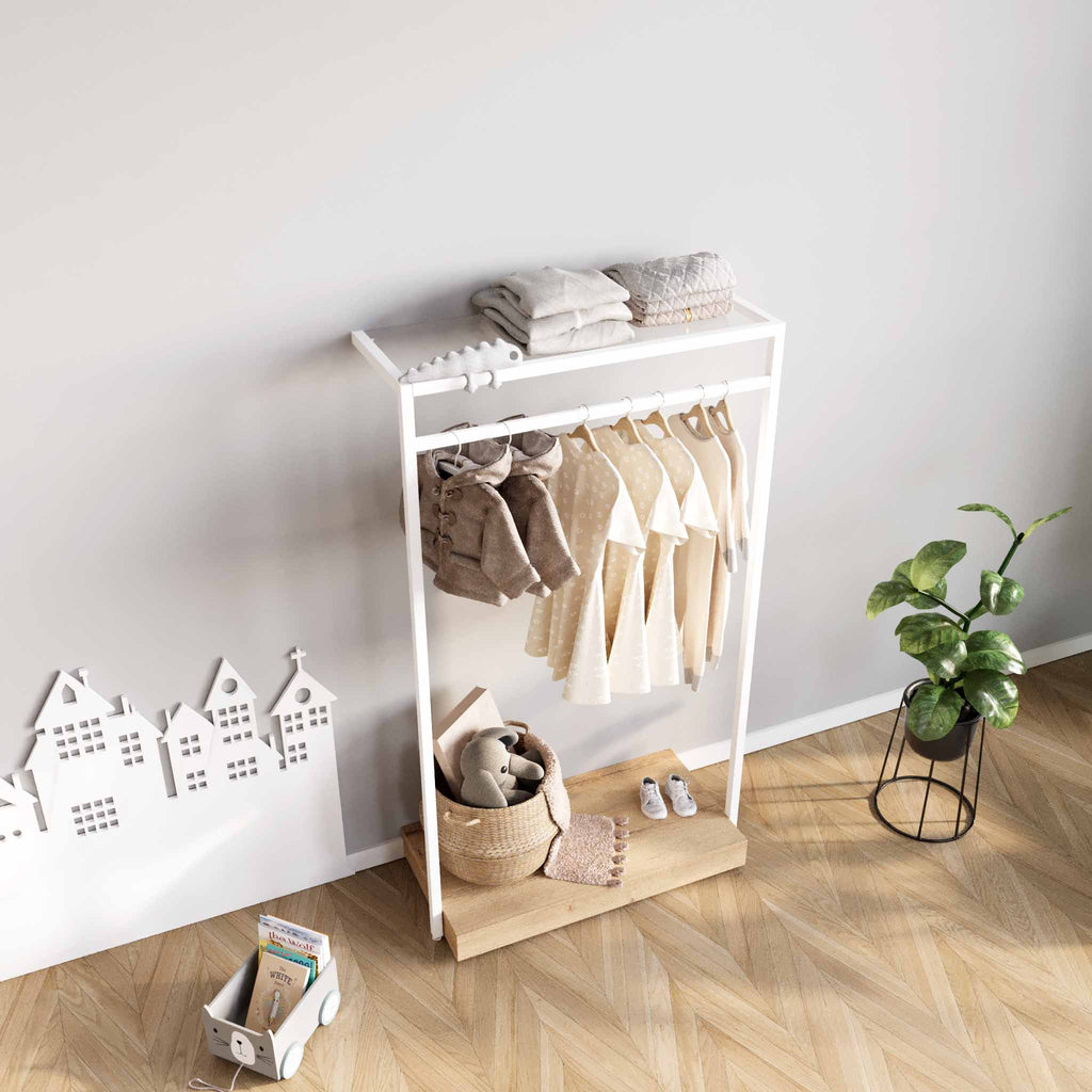 Clothing Rail Ontario, W103, White, With Pedestal