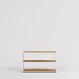 Display Table Como with wooden shelves, white