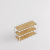 Display Table Como with wooden shelves, white