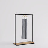 Clothing rail Como black - wooden base - W 120, 3 heights