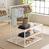 Clothing rail Como white - wooden base - W 120, 3 heights