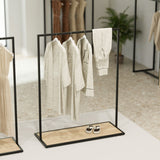 Clothing rail Como black - wooden base - W 120, 3 heights