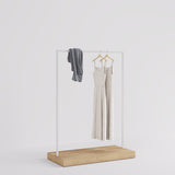 Clothing Rail Kansas, white/wood finish, W 125, 3 heights