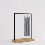 Clothing Rail Kansas, black/wood finish, W 125, 3 heights