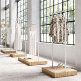 Clothing Rail Kansas, white/wood finish, W 125, 3 heights