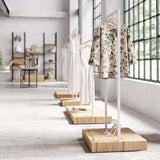 Clothing Rail Kansas, white/wood finish, W 125, 3 heights