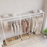 Clothing Rail Ontario, W265, White, With Pedestals