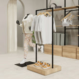 Clothing Rail Kansas, black/wood finish, W 65, 3 heights