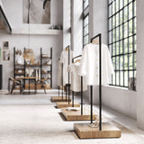 Clothing Rail Kansas, black/wood finish, W 125, 3 heights