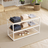Display Table Como with wooden shelves, white