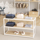 Display Table Como with wooden shelves, white