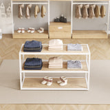 Display Table Como with wooden shelves, white
