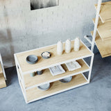 Display Table Como with wooden shelves, white