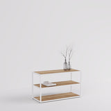 Display Table Como with wooden shelves, white