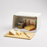 Bread Box with Cutting Board Lid - Steel + Bamboo