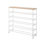 Rolling Five-Tier Shoe Rack (34.25" H)  - Steel + Wood