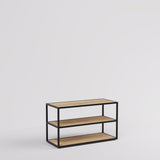 Display Table Como with wooden shelves, black