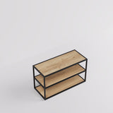 Display Table Como with wooden shelves, black