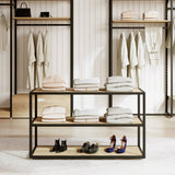 Display Table Como with wooden shelves, black